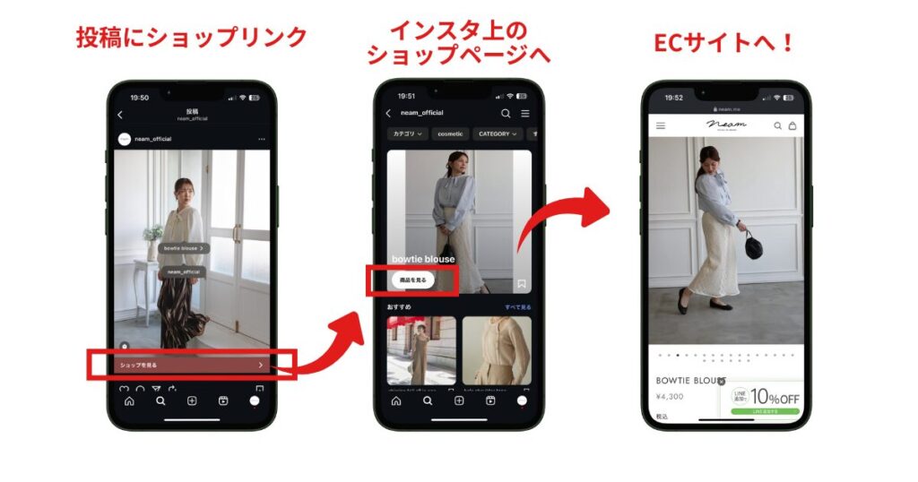 インスタ運用のショッピング機能｜購買意欲が高いうちに誘導できる