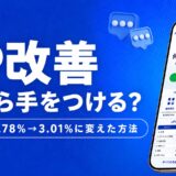 Blue promo banner about LP improvement with bold Japanese text and a smartphone UI on the right, Spirits logo visible.